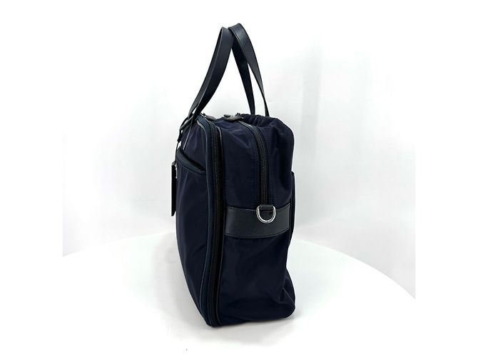 Prada Sac porte-documents cabas en nylon Saffiano Navy Bleu - vue 9