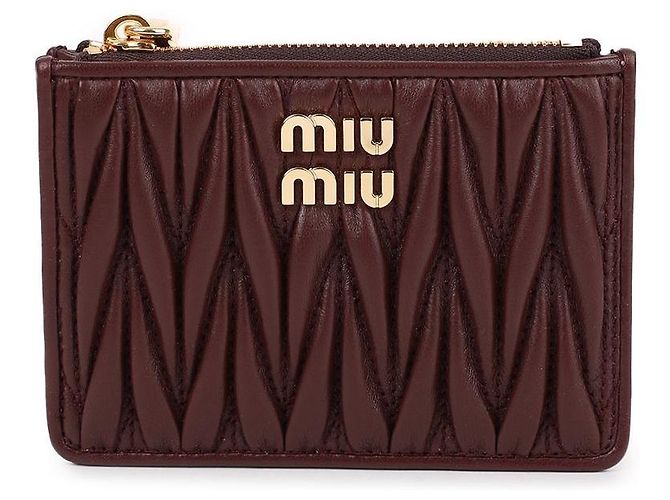 Miu Miu Tarjetero de piel Nappa Castaño - vista 3