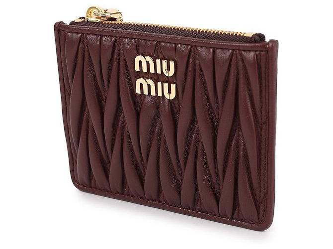 Miu Miu Tarjetero de piel Nappa Castaño - vista 4