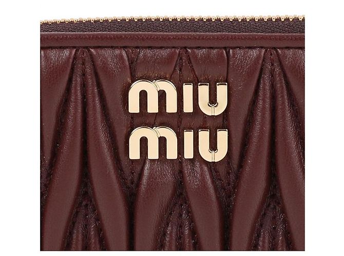 Miu Miu Tarjetero de piel Nappa Castaño - vista 9