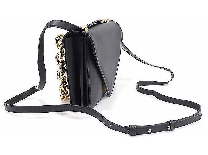 Bottega Veneta Piccola borsa bustina in pelle di vitello nera con catena dorata Nero - vista 3