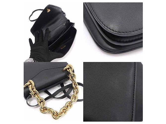 Bottega Veneta Piccola borsa bustina in pelle di vitello nera con catena dorata Nero - vista 6