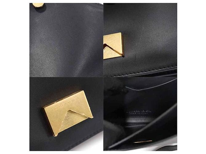 Bottega Veneta Piccola borsa bustina in pelle di vitello nera con catena dorata Nero - vista 7