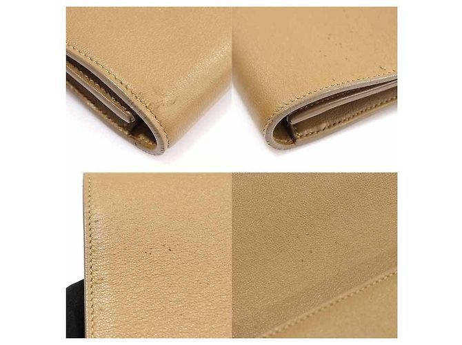 Saint Laurent Clutch Beldujour Monogram in pelle beige Marrone - vista 6