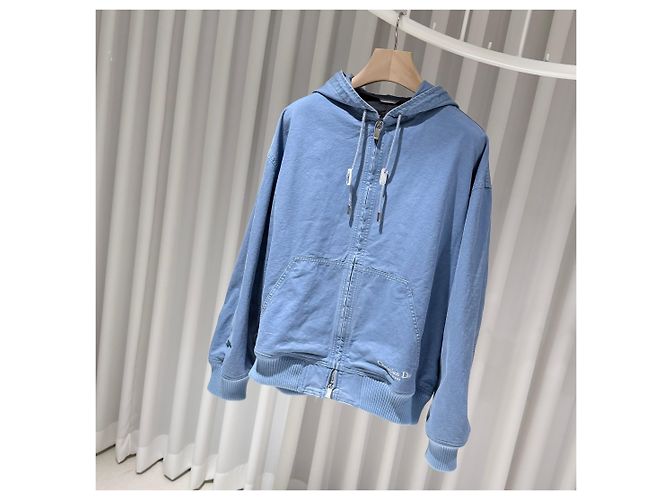 Dior Giacca in denim con cappuccio e zip con logo ricamato Couture Blu - vista 2
