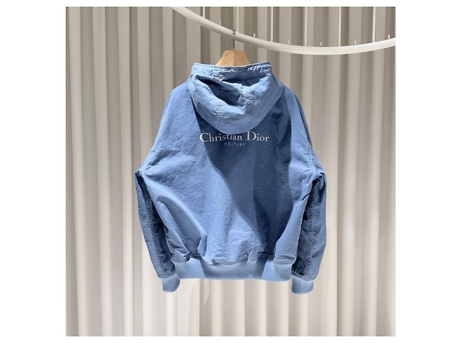 Dior Giacca in denim con cappuccio e zip con logo ricamato Couture Blu - vista 6