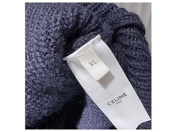 Céline College Kapuzenpullover mit Reißverschluss aus Wollstrick in Navy Blau - Ansicht 7