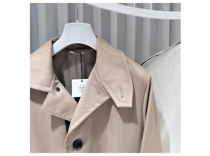 Hermès Cappotto lungo in cotone beige Marrone - vista 4