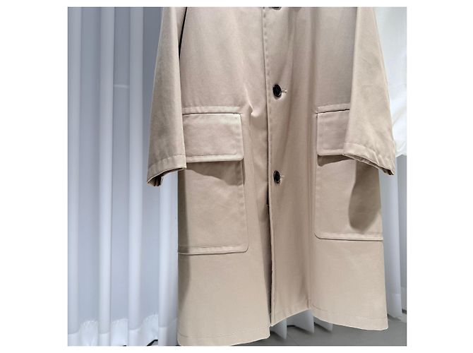 Hermès Cappotto lungo in cotone beige Marrone - vista 5