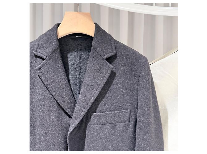 Hermès Virgin Wool Cotton Coat Jacket Grey Brown - view 4