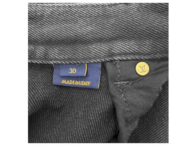 Louis Vuitton Pantaloni Carpenter in Denim Monogram Double Knee Neri Nero - vista 12