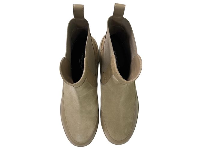 Louis Vuitton Stivaletti Chelsea con platform in scamosciato monogramma Loriot da donna Beige Marrone - vista 12