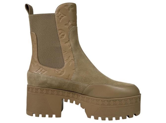 Louis Vuitton Stivaletti Chelsea con platform in scamosciato monogramma Loriot da donna Beige Marrone - vista 5