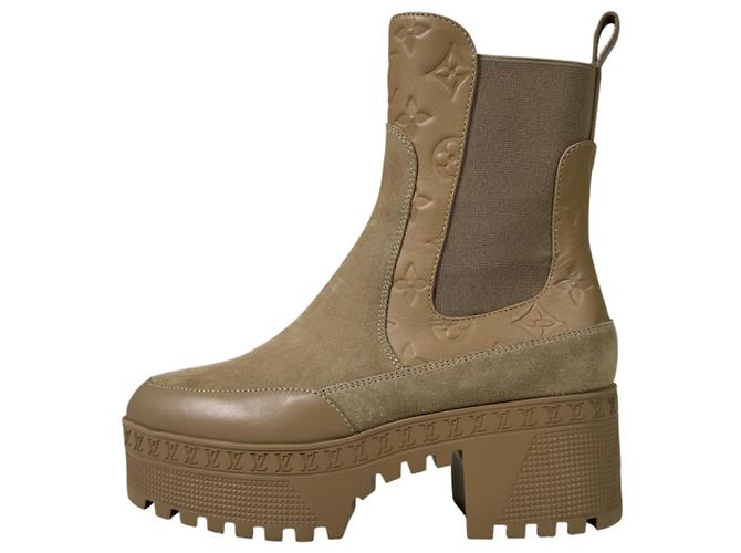 Louis Vuitton Stivaletti Chelsea con platform in scamosciato monogramma Loriot da donna Beige Marrone - vista 6