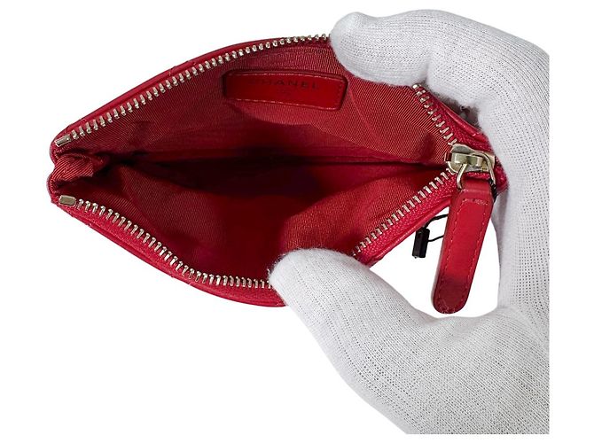 Chanel Mini Classic Pouch aus Kalbsleder Rot Gold - Ansicht 11