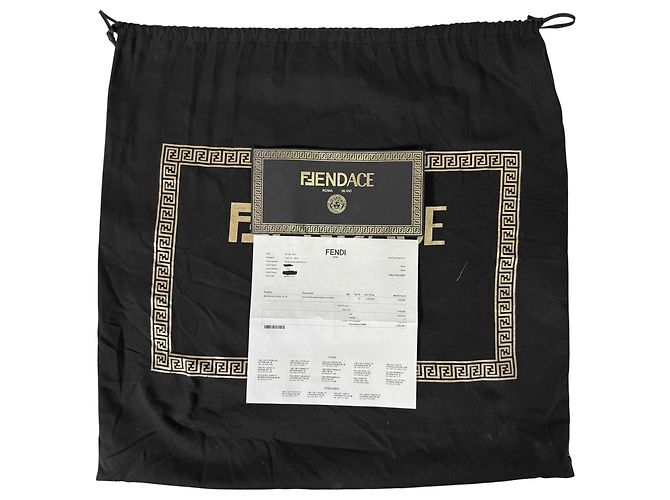 Fendi Borsa tote in cotone, borsa a tracolla, Black, Large Nero - vista 13