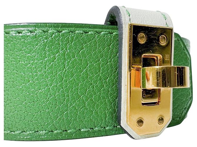 Hermès Bracciale Kelly Twist in pelle Small Gold Green D'oro - vista 10