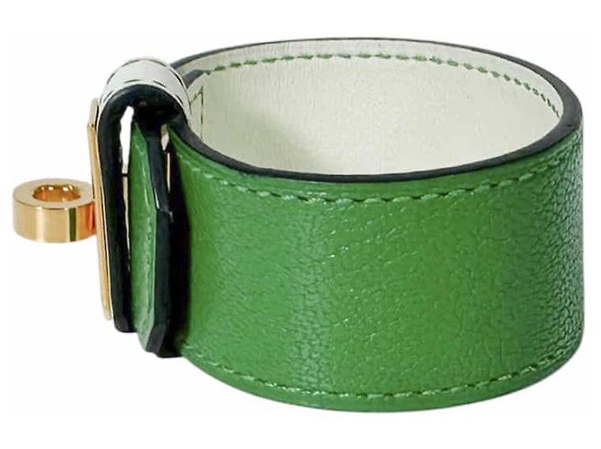 Hermès Bracciale Kelly Twist in pelle Small Gold Green D'oro - vista 4
