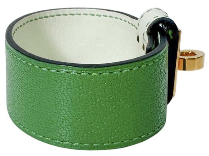 Hermès Bracciale Kelly Twist in pelle Small Gold Green D'oro - vista 6
