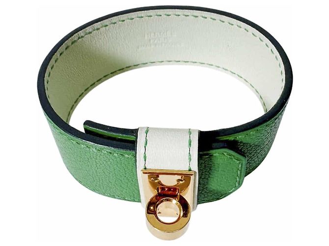 Hermès Bracciale Kelly Twist in pelle Small Gold Green D'oro - vista 7