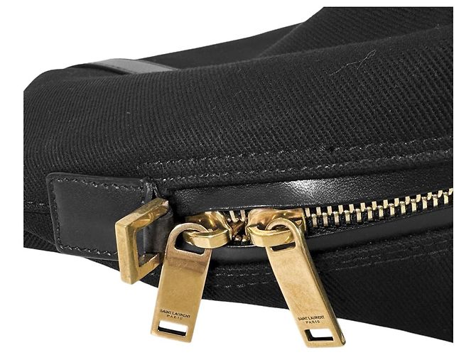 Saint Laurent Borsa Bowling a tracolla in tela a coste con logo ricamato Gosh Nero - vista 10