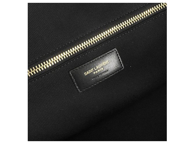 Saint Laurent Borsa Bowling a tracolla in tela a coste con logo ricamato Gosh Nero - vista 13