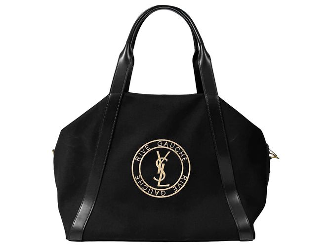 Saint Laurent Borsa Bowling a tracolla in tela a coste con logo ricamato Gosh Nero - vista 2