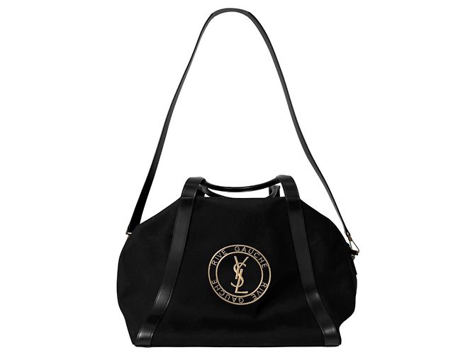 Saint Laurent Borsa Bowling a tracolla in tela a coste con logo ricamato Gosh Nero - vista 8