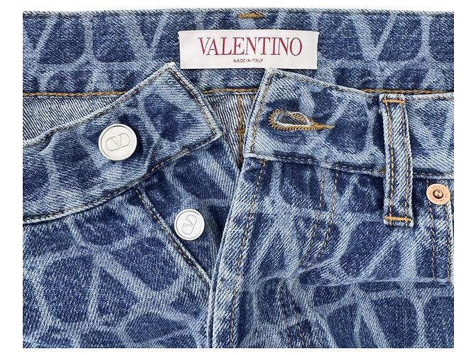 Valentino Pantaloni dritti in denim Garavani con logo jacquard da uomo Blu - vista 10