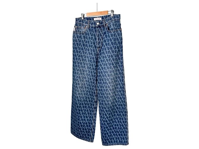 Valentino Pantaloni dritti in denim Garavani con logo jacquard da uomo Blu - vista 2