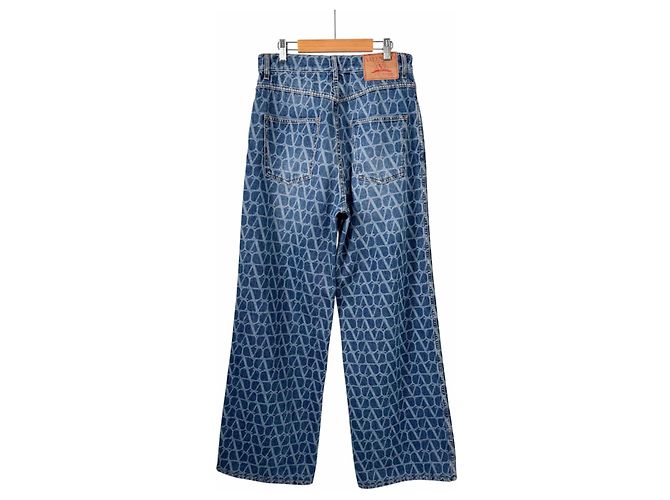 Valentino Pantaloni dritti in denim Garavani con logo jacquard da uomo Blu - vista 5