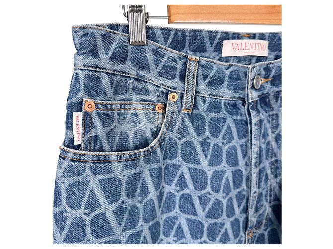 Valentino Pantaloni dritti in denim Garavani con logo jacquard da uomo Blu - vista 7