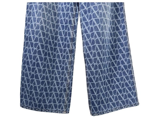 Valentino Pantaloni dritti in denim Garavani con logo jacquard da uomo Blu - vista 8