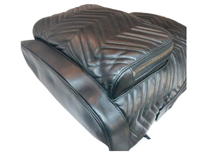 Gucci Zaino Black Quilted Chevron GG Marmont Nero - vista 5