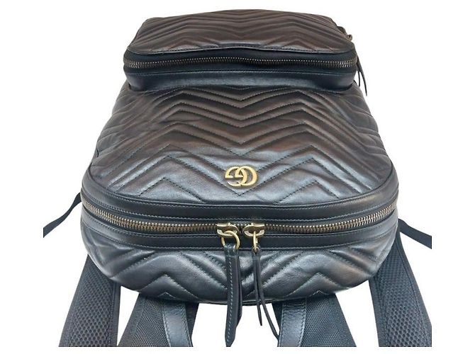 Gucci Zaino Black Quilted Chevron GG Marmont Nero - vista 6