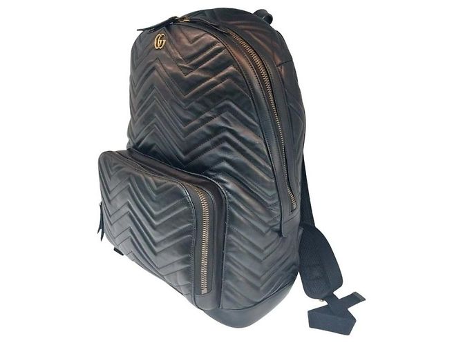Gucci Zaino Black Quilted Chevron GG Marmont Nero - vista 8