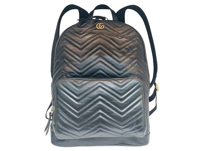 Gucci Zaino Black Quilted Chevron GG Marmont Nero - vista 9