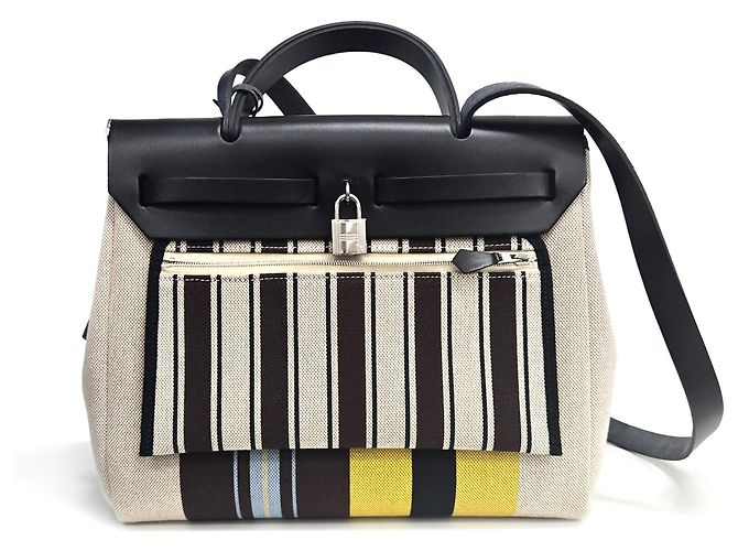Market Hermès Borsa a tracolla Erbag ZIP Hunter Canvas Leather Top Handle Multicolor Multicolore - vista 3