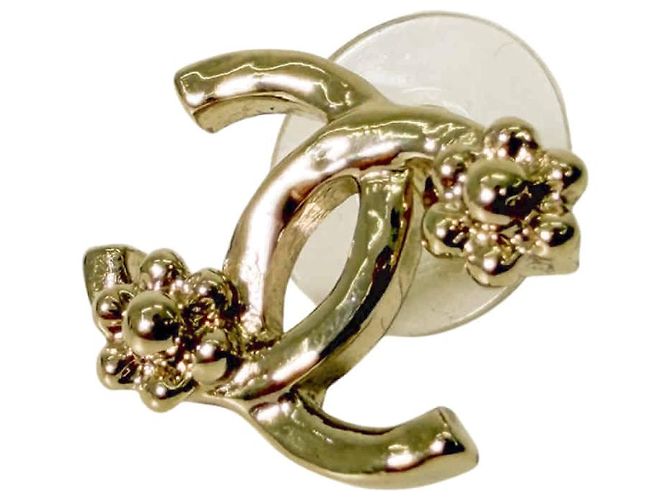 Chanel Orecchini a forma di fiore di camelia in oro D'oro - vista 8