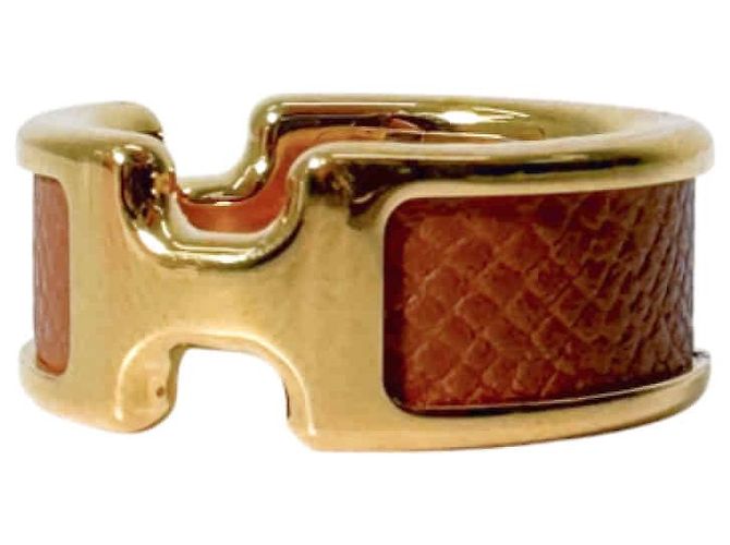 Hermès Olymp Ring Metall Medium Gelbgold Etoupe Golden - Ansicht 2