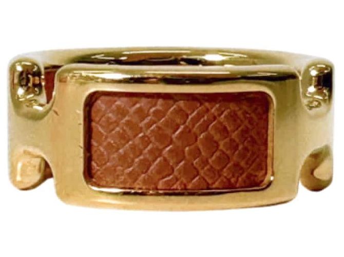 Hermès Olymp Ring Metall Medium Gelbgold Etoupe Golden - Ansicht 7