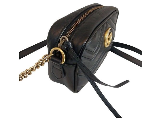 Gucci Mini borsa a tracolla GG Marmont trapuntata Nera Nero - vista 3