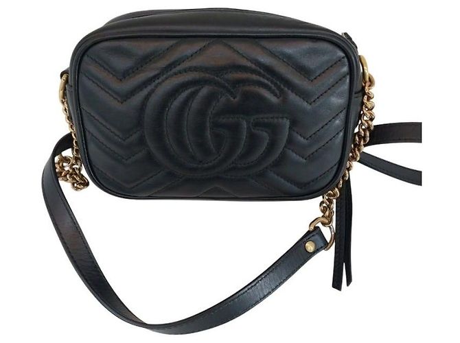 Gucci Mini borsa a tracolla GG Marmont trapuntata Nera Nero - vista 5