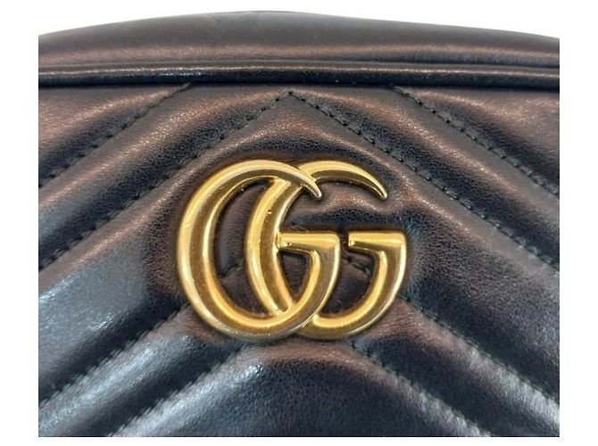 Gucci Mini borsa a tracolla GG Marmont trapuntata Nera Nero - vista 6