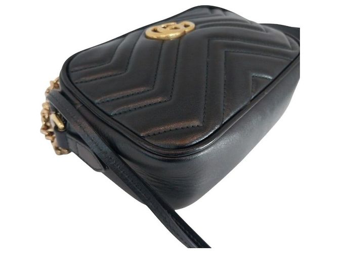 Gucci Mini borsa a tracolla GG Marmont trapuntata Nera Nero - vista 7