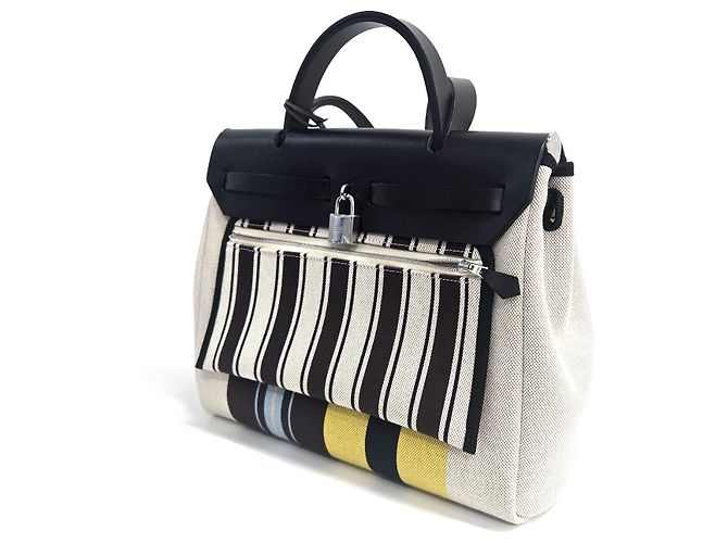Market Hermès Borsa a mano e a spalla Hunter in tela e pelle Multi-Color Multicolore - vista 16