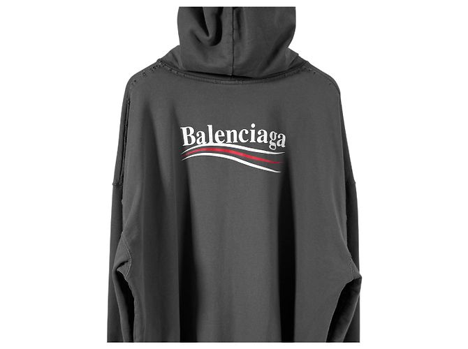 Balenciaga Distressed Political Large Fit Hoodie Grau Braun - Ansicht 10
