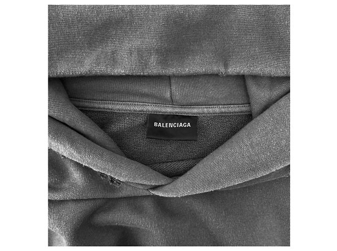 Balenciaga Distressed Political Large Fit Hoodie Grau Braun - Ansicht 11