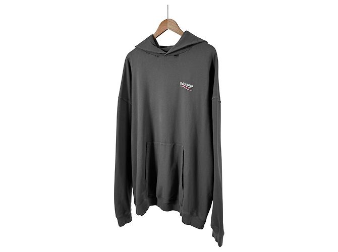 Balenciaga Distressed Political Large Fit Hoodie Grau Braun - Ansicht 2