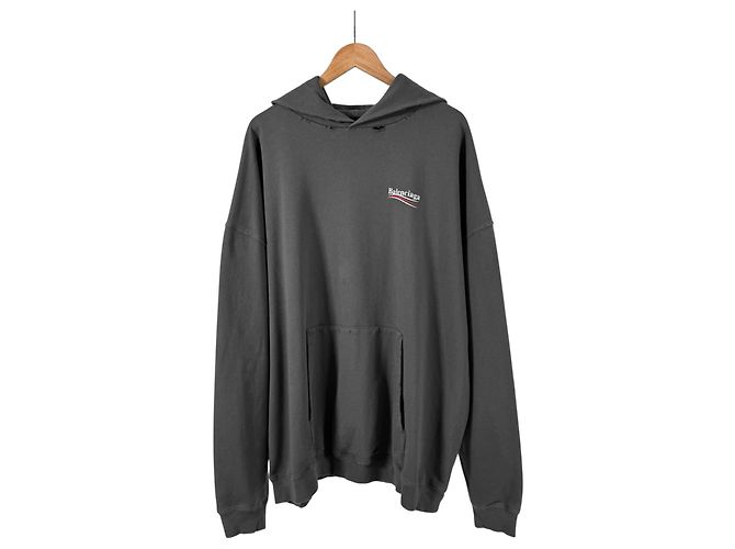 Balenciaga Distressed Political Large Fit Hoodie Grau Braun - Ansicht 4